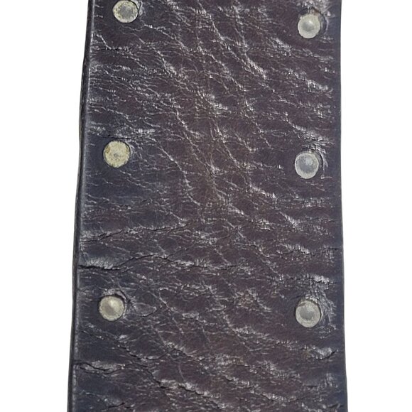 Vtg Kenneth Cole Mens Chocolate Pebble Leather Silver Studded Belt Sz 38 Pirate - Picture 3 of 15